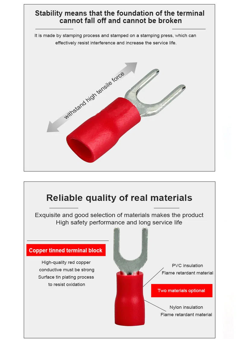 SVN Nylon insulated spade terminals, Continuous spade copper cord end terminal, bolt splice terminal, Spade Terminal, Svn Spade Terminal, Copper Terminal Bolt Лопатообразные клеммы SVN с нейлоновой изоляцией, Концевая клемма непрерывной лопаты из медного шнура, клемма для сращивания болтов, Лопата клемма, Лопата Svn, Медный клеммный болт
