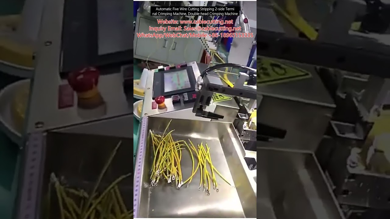 Автоматическая пятипроводная машина для резки, зачистки и опрессовки клемм с двух сторон | Двухголовочный кримпер